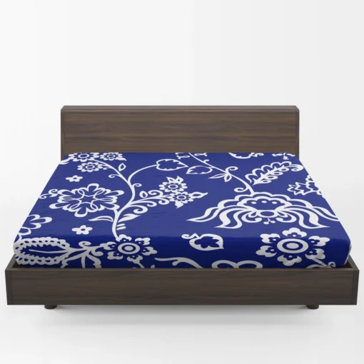 Blue White Floral Fitted Sheet 1