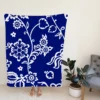 Blue White Floral Fleece Blanket