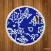 Blue White Floral Round Beach Towel