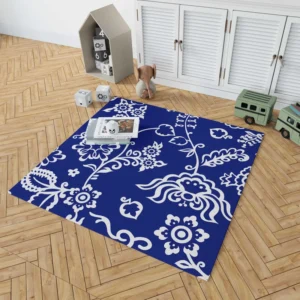 Blue White Floral Rug 1