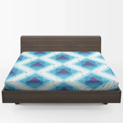 Blue White Geometrics Square Triangle Pattern Fitted Sheet 1