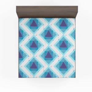 Blue White Geometrics Square Triangle Pattern Fitted Sheet