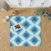 Blue White Geometrics Square Triangle Pattern Rug