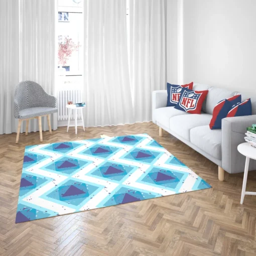 Blue White Geometrics Square Triangle Pattern Rug 2