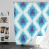 Blue White Geometrics Square Triangle Pattern Shower Curtain