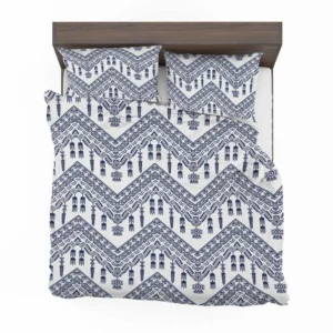 Blue White Ikat Classic Design Bedding Set 2