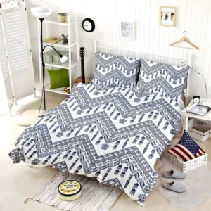 Blue White Ikat Classic Design Bedding Set