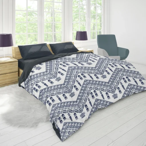 Blue White Ikat Classic Design Duvet Cover 1