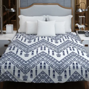 Blue White Ikat Classic Design Duvet Cover