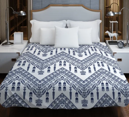 Blue White Ikat Classic Design Duvet Cover