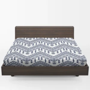 Blue White Ikat Classic Design Fitted Sheet 1