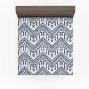 Blue White Ikat Classic Design Fitted Sheet