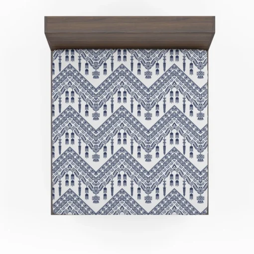 Blue White Ikat Classic Design Fitted Sheet