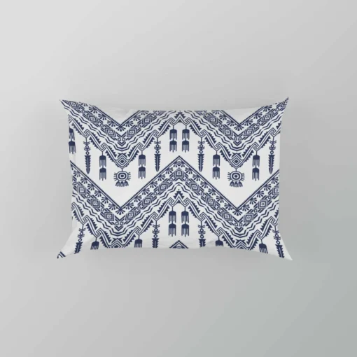 Blue White Ikat Classic Design Pillow Case