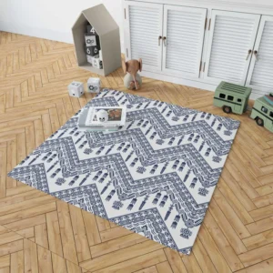 Blue White Ikat Classic Design Rug 1