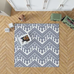 Blue White Ikat Classic Design Rug