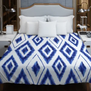 Blue White Ikat Pattern Duvet Cover