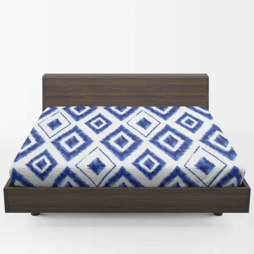 Blue White Ikat Pattern Fitted Sheet 1