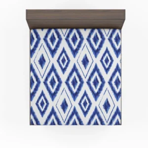 Blue White Ikat Pattern Fitted Sheet