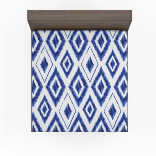 Blue White Ikat Pattern Fitted Sheet