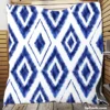 Blue White Ikat Pattern Quilt Blanket