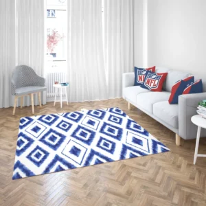 Blue White Ikat Pattern Rug 2