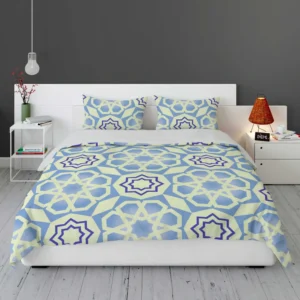 Blue White Islamic Traditional Design Bedding Set 1