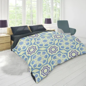 Blue White Islamic Traditional Design Duvet Cover 1