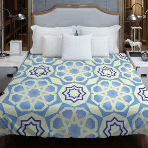 Blue White Islamic Traditional Design Duvet Cover