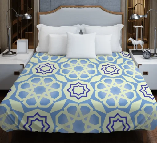 Blue White Islamic Traditional Design Duvet Cover