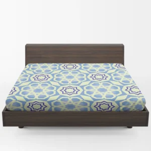 Blue White Islamic Traditional Design Fitted Sheet 1