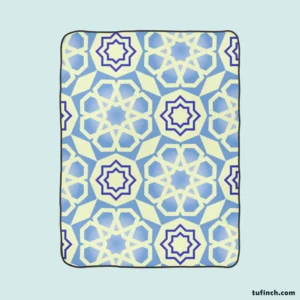 Blue White Islamic Traditional Design Fleece Blanket 1