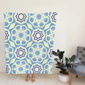 Blue White Islamic Traditional Design Fleece Blanket