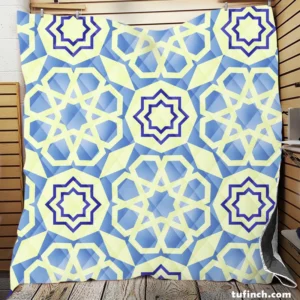 Blue White Islamic Traditional Design Quilt Blanket