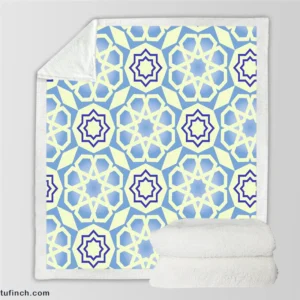 Blue White Islamic Traditional Design Sherpa Fleece Blanket