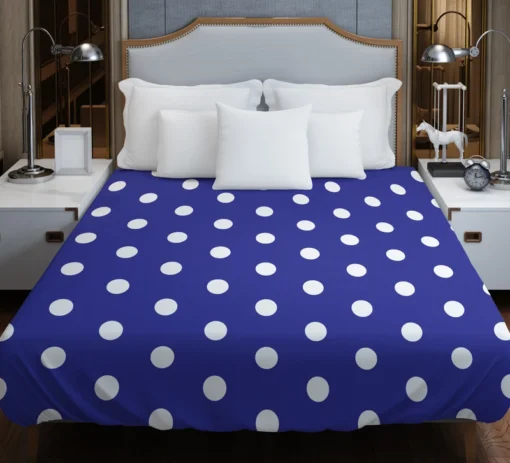 Blue White Polka Dots Design Duvet Cover