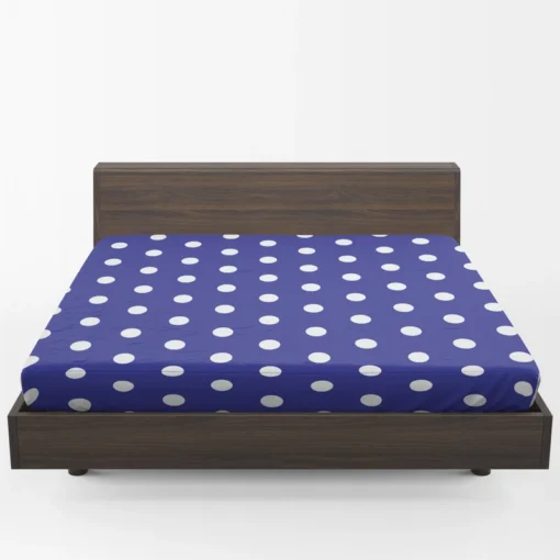 Blue White Polka Dots Design Fitted Sheet 1