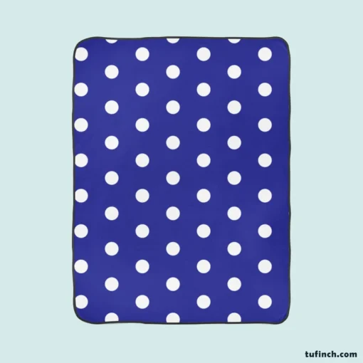 Blue White Polka Dots Design Fleece Blanket 1