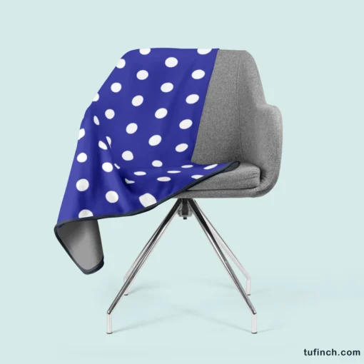 Blue White Polka Dots Design Fleece Blanket 2