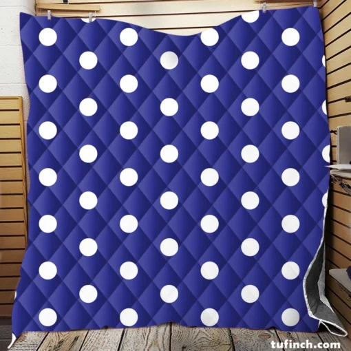 Blue White Polka Dots Design Quilt Blanket