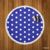 Blue White Polka Dots Design Round Beach Towel