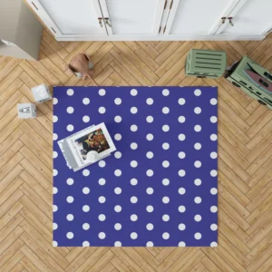 Blue White Polka Dots Design Rug