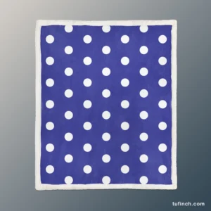 Blue White Polka Dots Design Sherpa Fleece Blanket 1