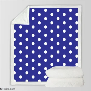 Blue White Polka Dots Design Sherpa Fleece Blanket