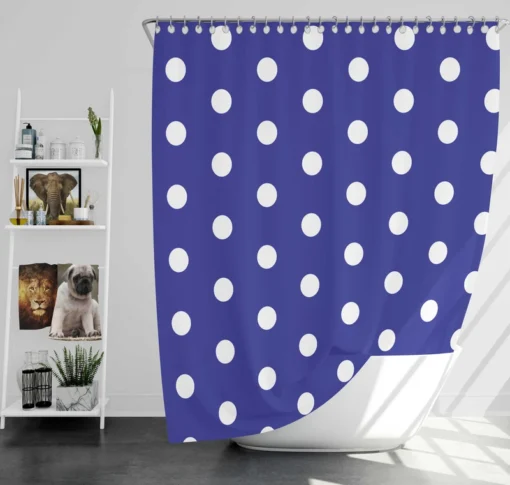 Blue White Polka Dots Design Shower Curtain