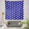 Blue White Polka Dots Design Wall Tapestry