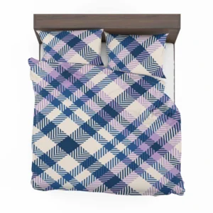 Blue White Purple Stripe Tartan Plaid Bedding Set 2