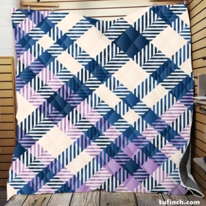 Blue White Purple Stripe Tartan Plaid Quilt Blanket