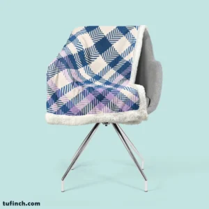 Blue White Purple Stripe Tartan Plaid Sherpa Fleece Blanket 2