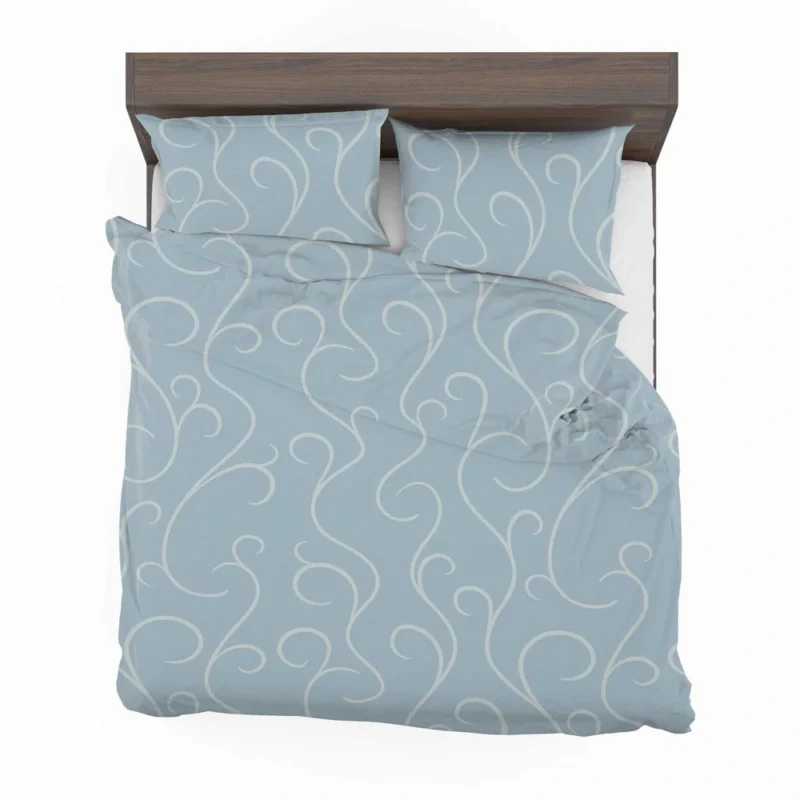 Blue White Swirls Winter Frost Minimalist Bedding Set 2